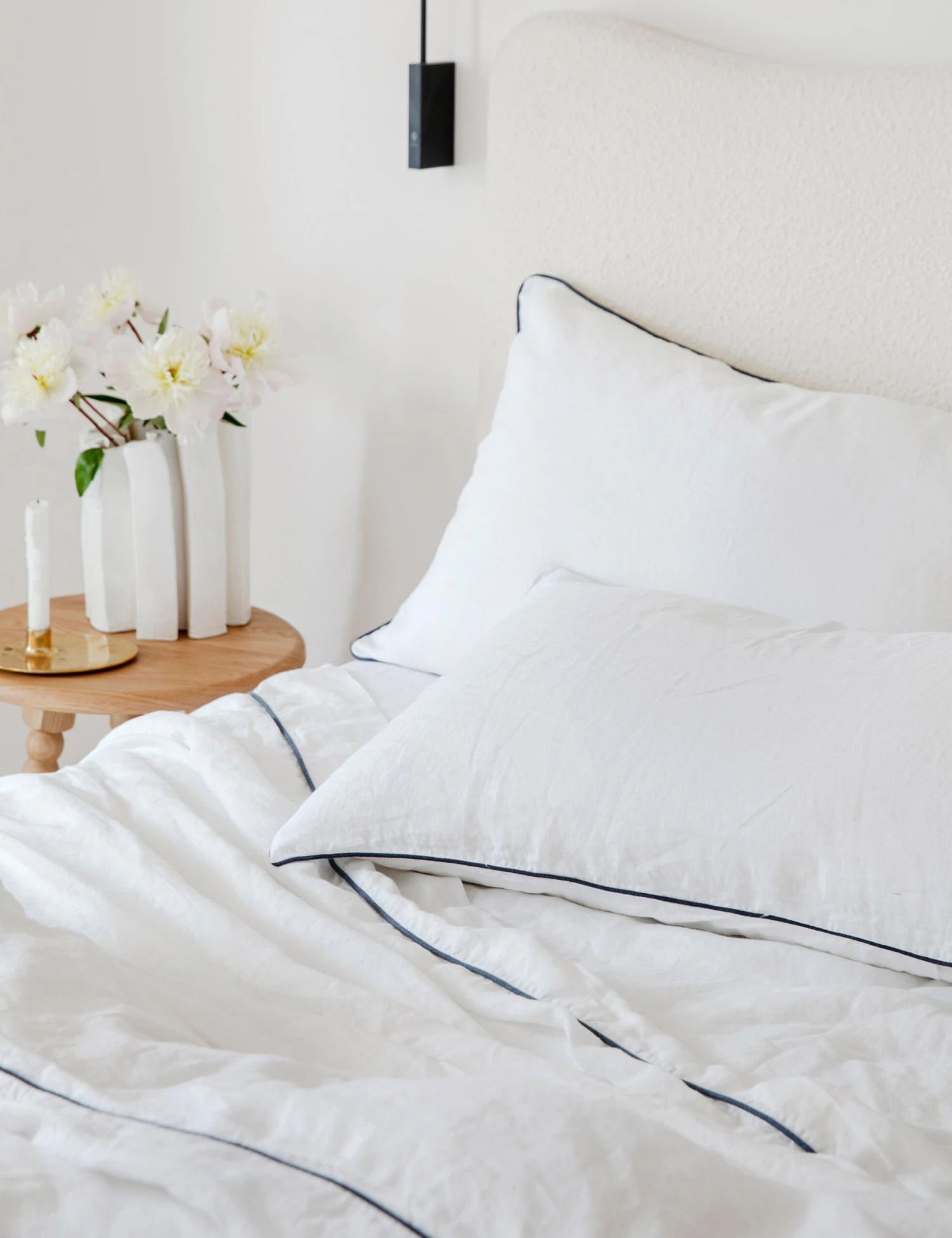 European Flax Piped Linen Duvet Cover by Cultiver