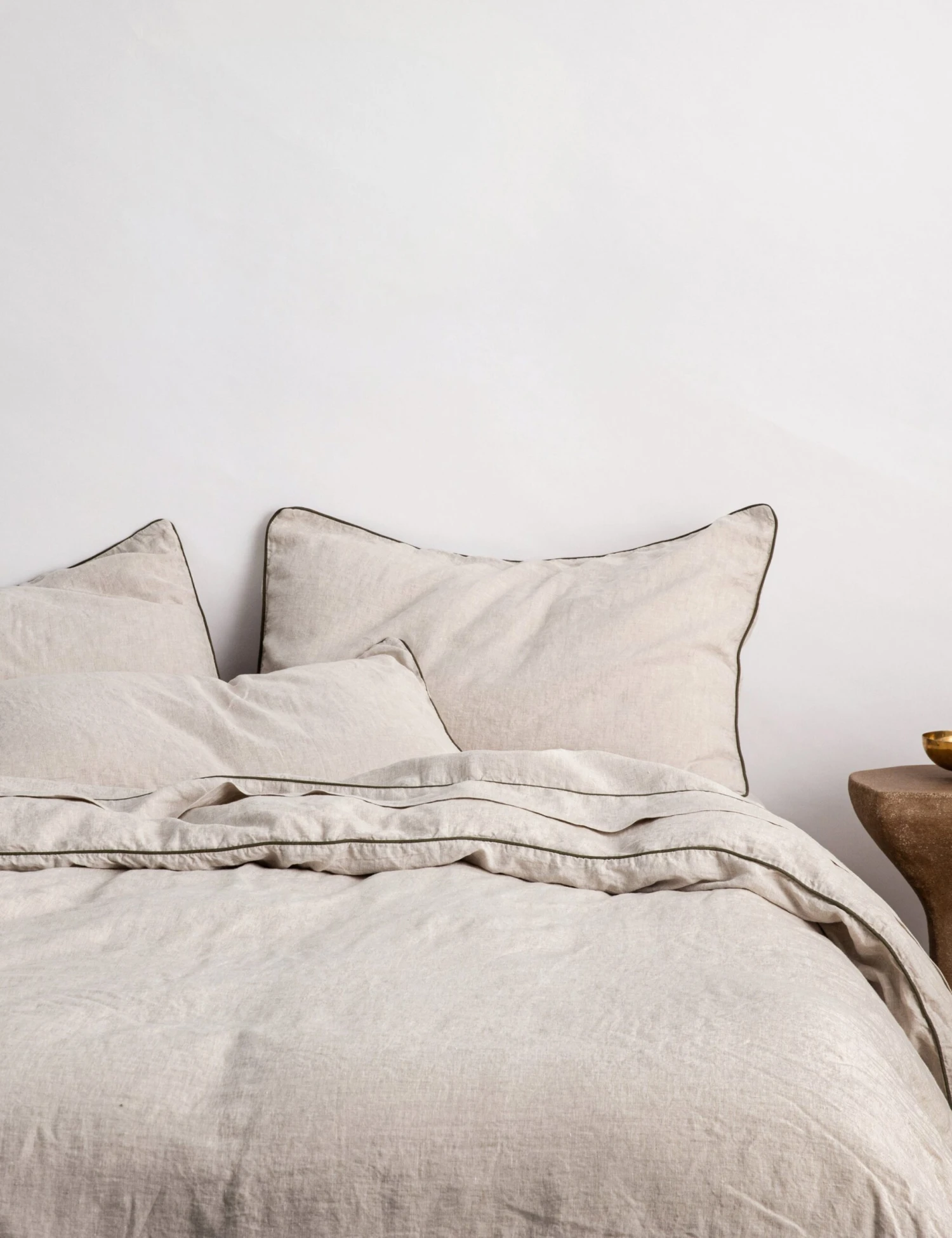 European Flax Piped Linen Duvet Cover by Cultiver