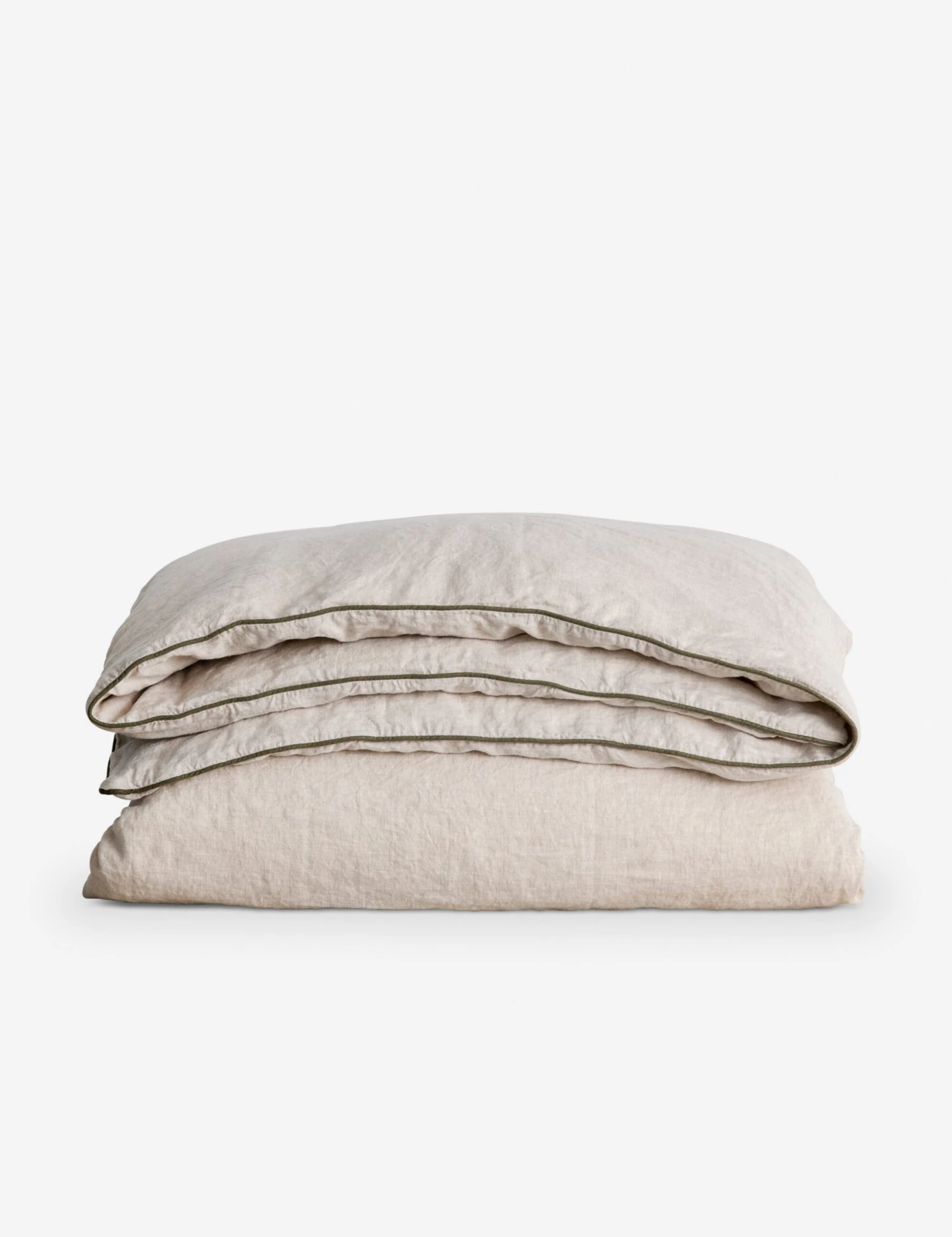 European Flax Piped Linen Duvet Cover by Cultiver